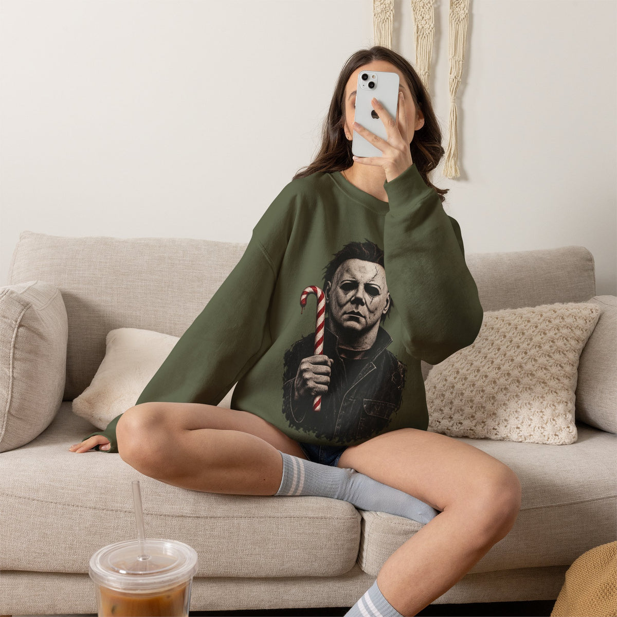 Michael Myers Candycane Crewneck Sweatshirt