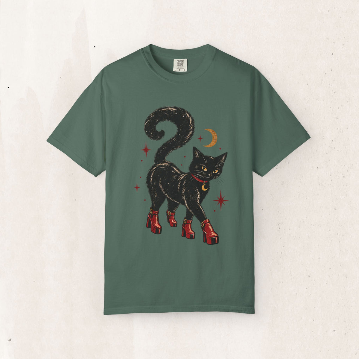 Witchy Cat in Red Boots - Graphic Tee