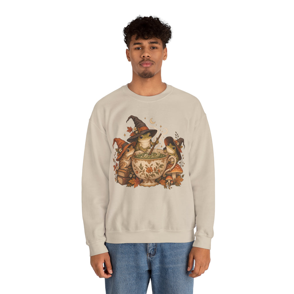 Cozy Witch Frog Tea Crewneck Sweatshirt