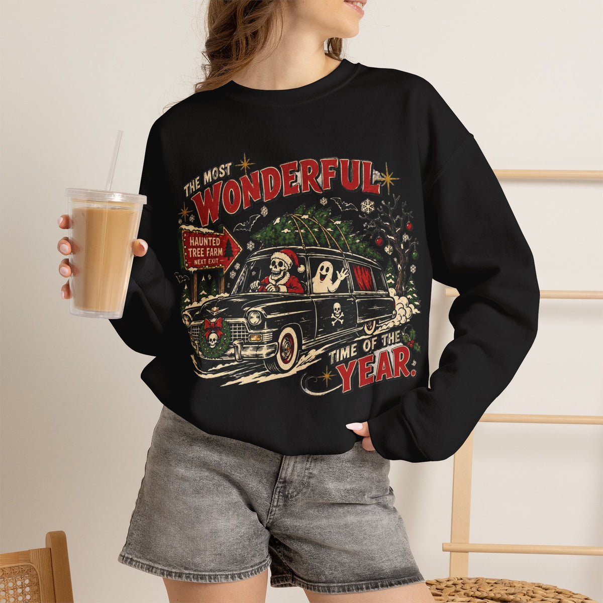 The Most Wonderful Time of the Year Sweatshirt, Vintage Christmas Car Crewneck