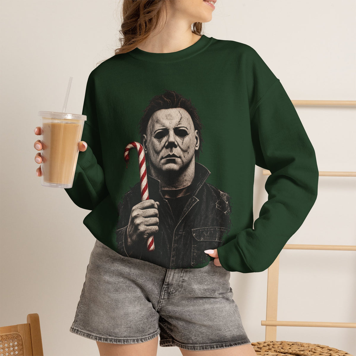 Michael Myers Candycane Crewneck Sweatshirt