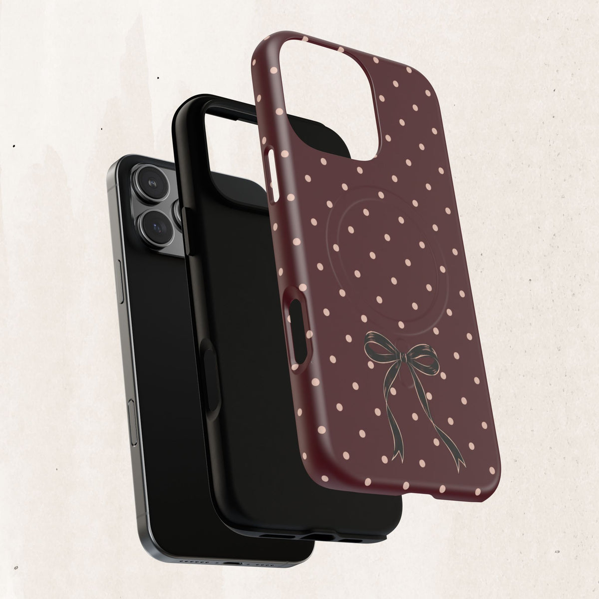 Burgundy Polka Dot Magnetic Phone Case Printify