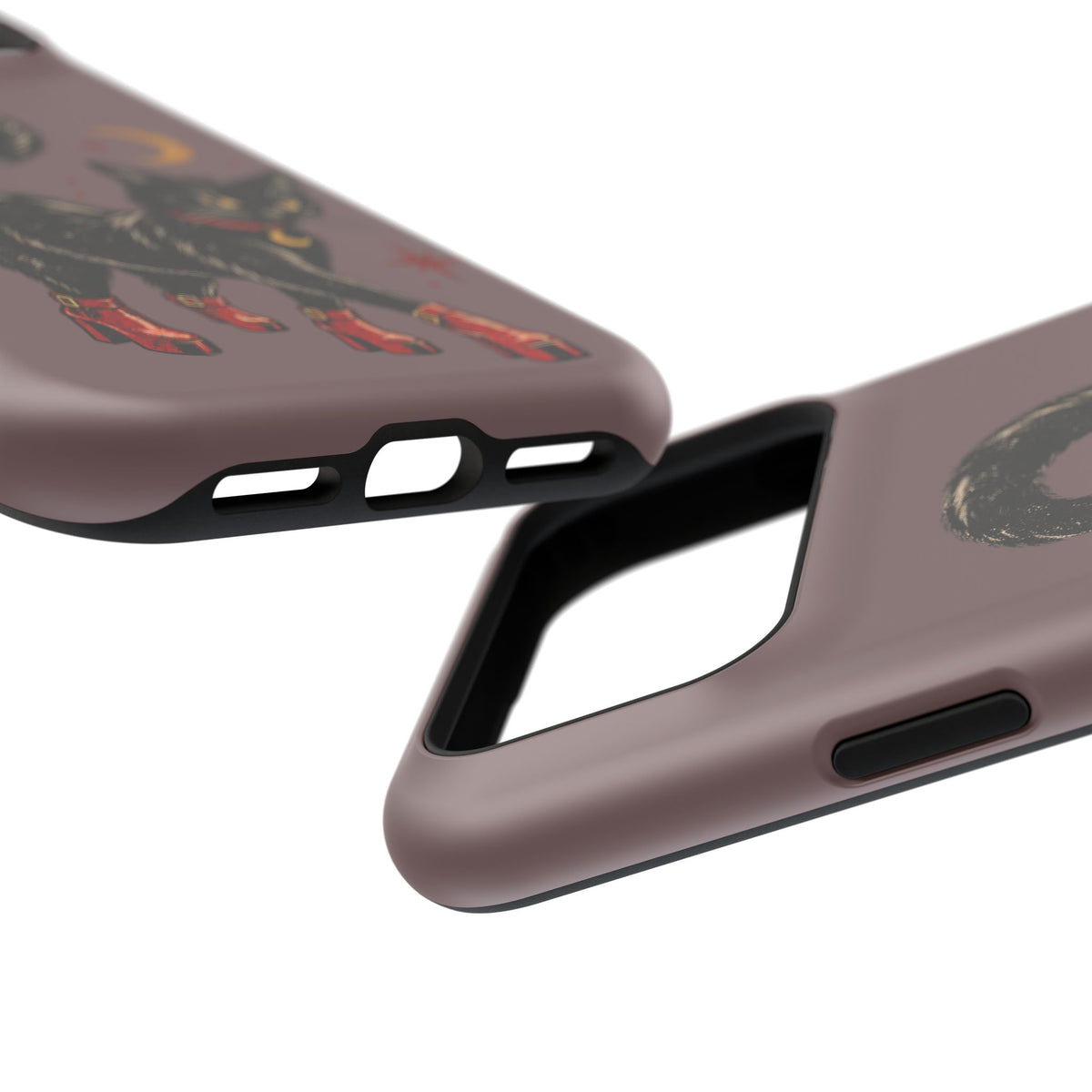 Black Cat in Red Boots MagSafe Phone Case, alternate view