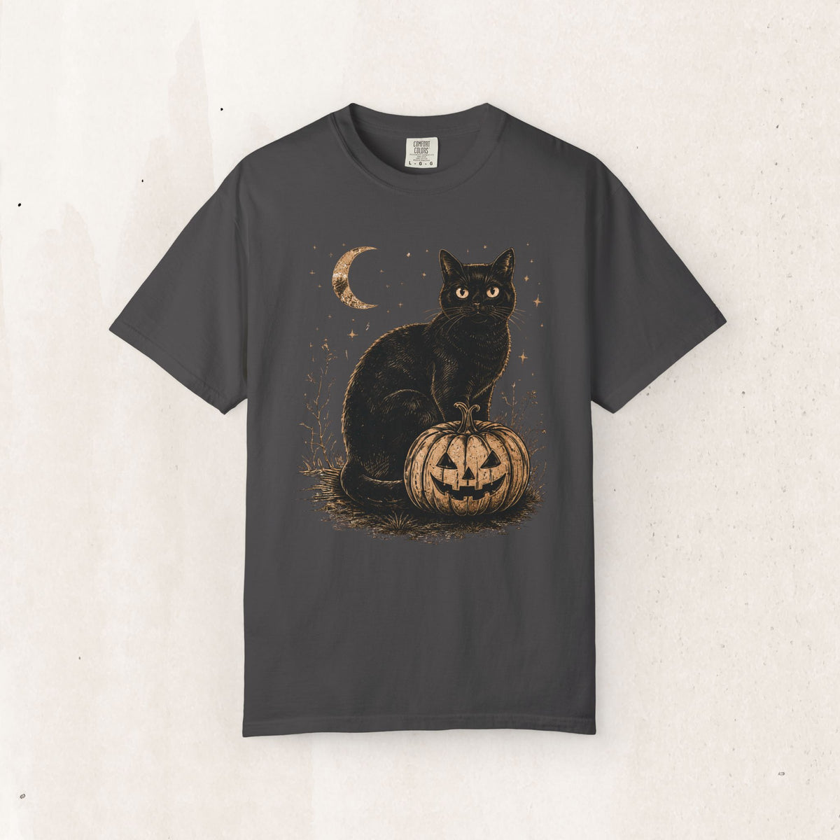 Halloween Black Cat & Pumpkin Tee