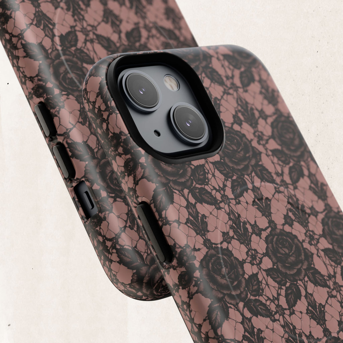 Vintage Black Lace Rose Pattern Phone Case