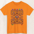 Halloween Pac-Man Graphic Tee – Retro Arcade Shirt – Safety Orange