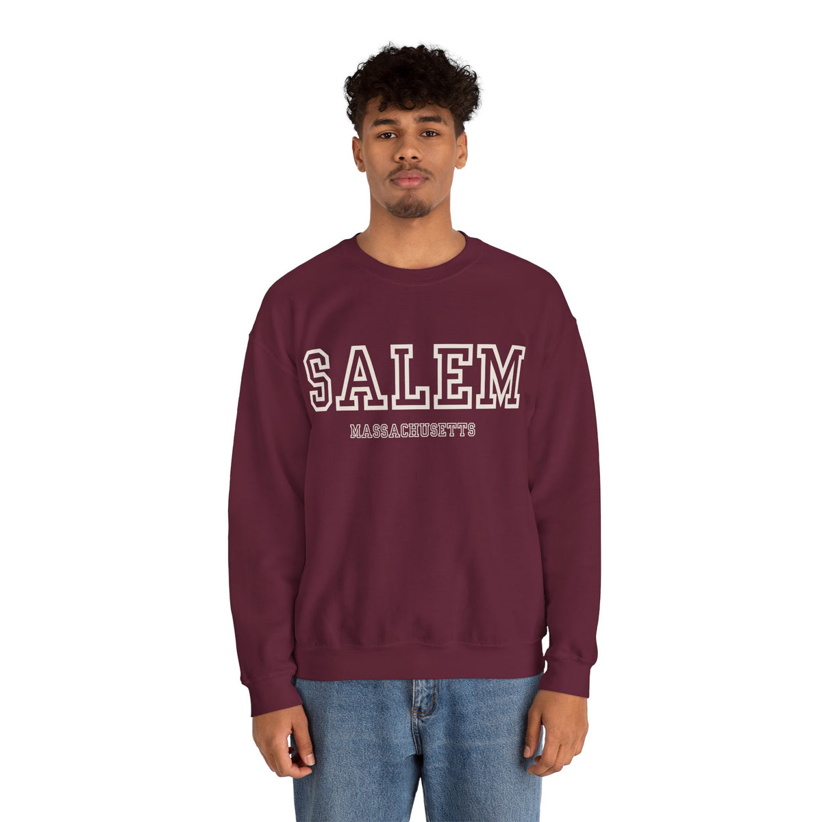 Salem Massachusetts Crewneck Sweatshirt in Heliconia, alternate view
