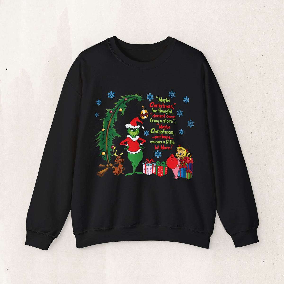 Christmas Tree and Snowman Sweatshirt, Festive Holiday Crewneck