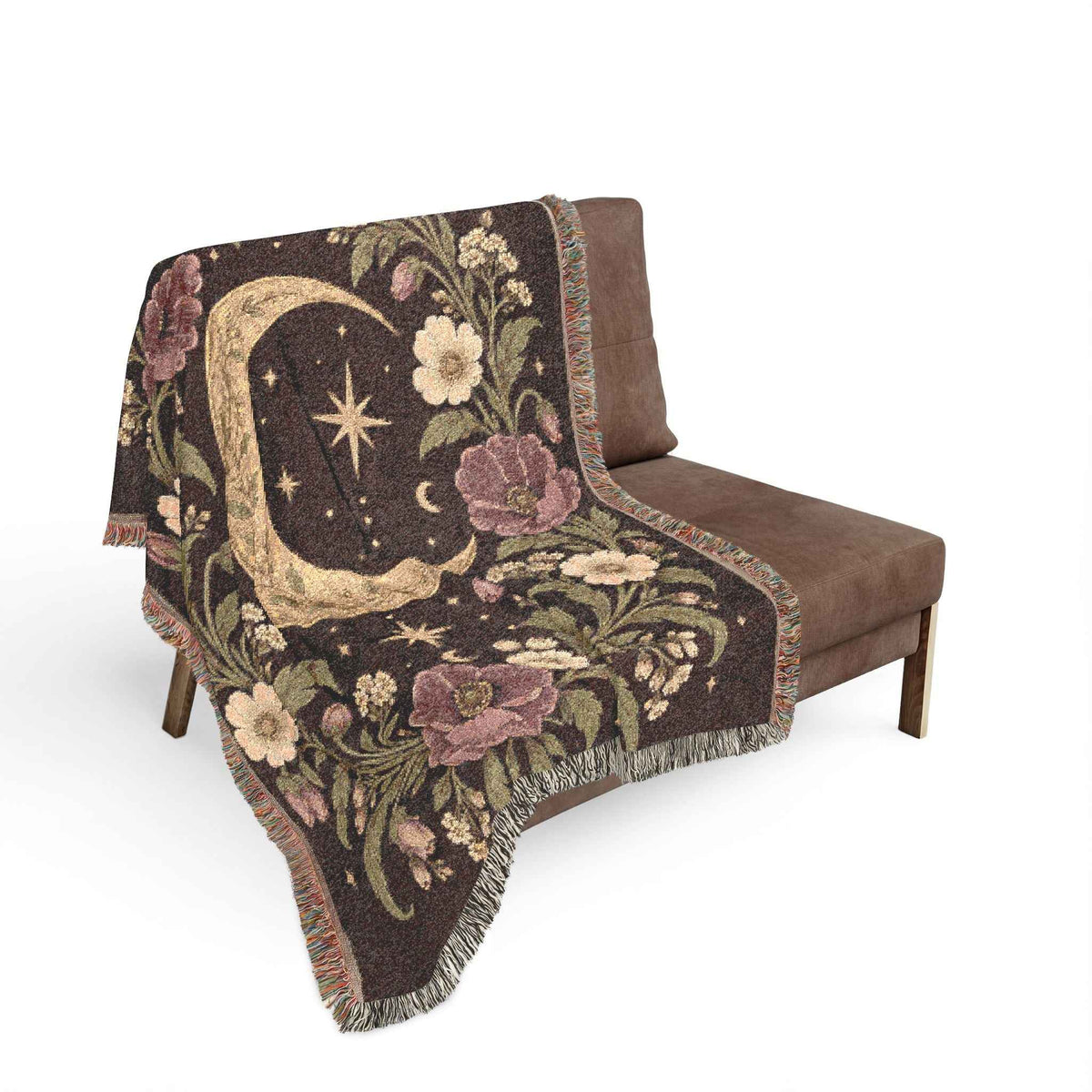 Celestial Moon and Floral Woven Blanket, alternate view