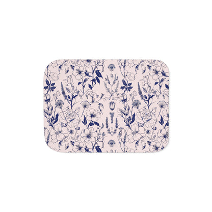 Navy Botanical Sherpa Blanket