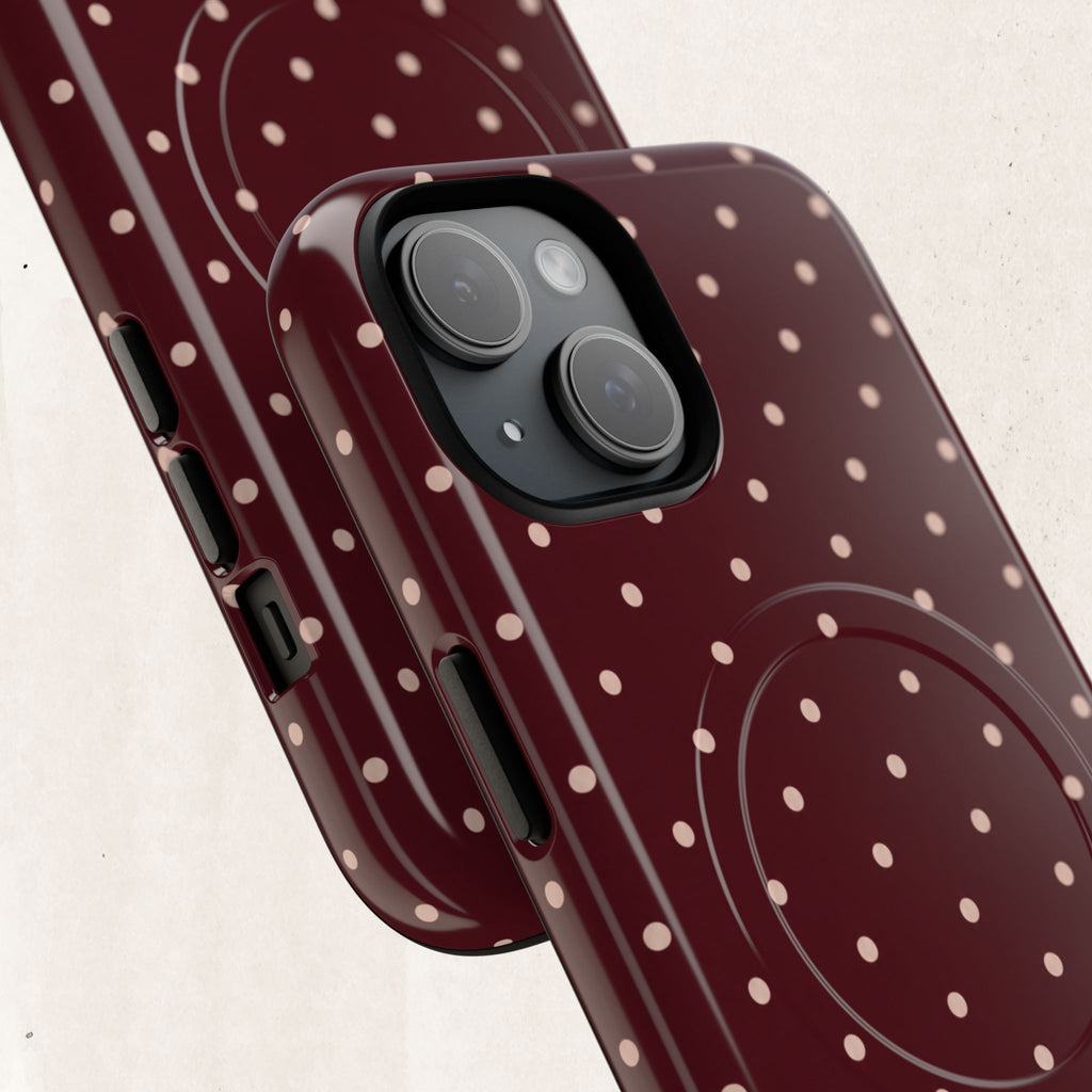 Burgundy Polka Dot Magnetic Phone Case Printify
