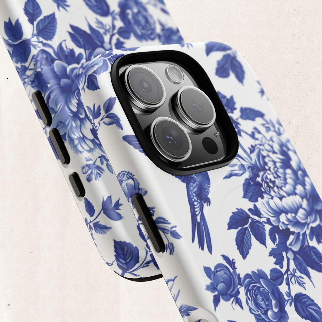 Blue Floral Bird Tough Magnetic Phone Case