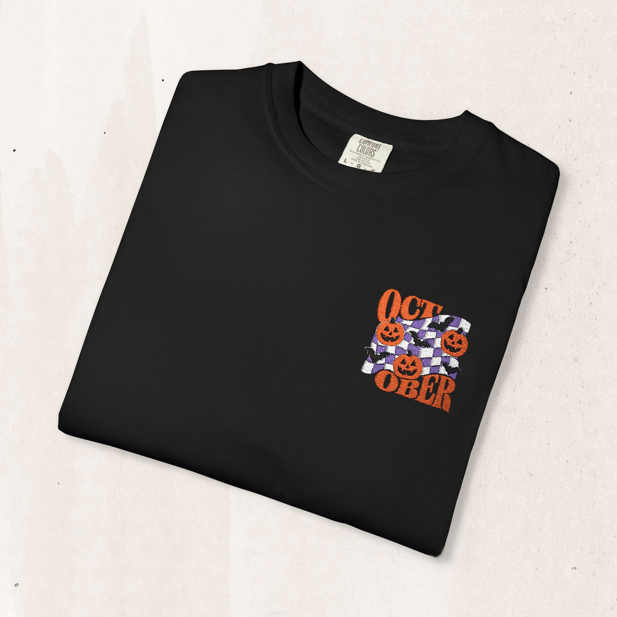 Embroidered Retro "October" Halloween Tee