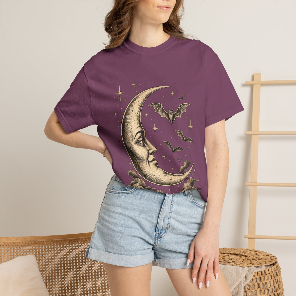 Crescent Moon & Bats Tee