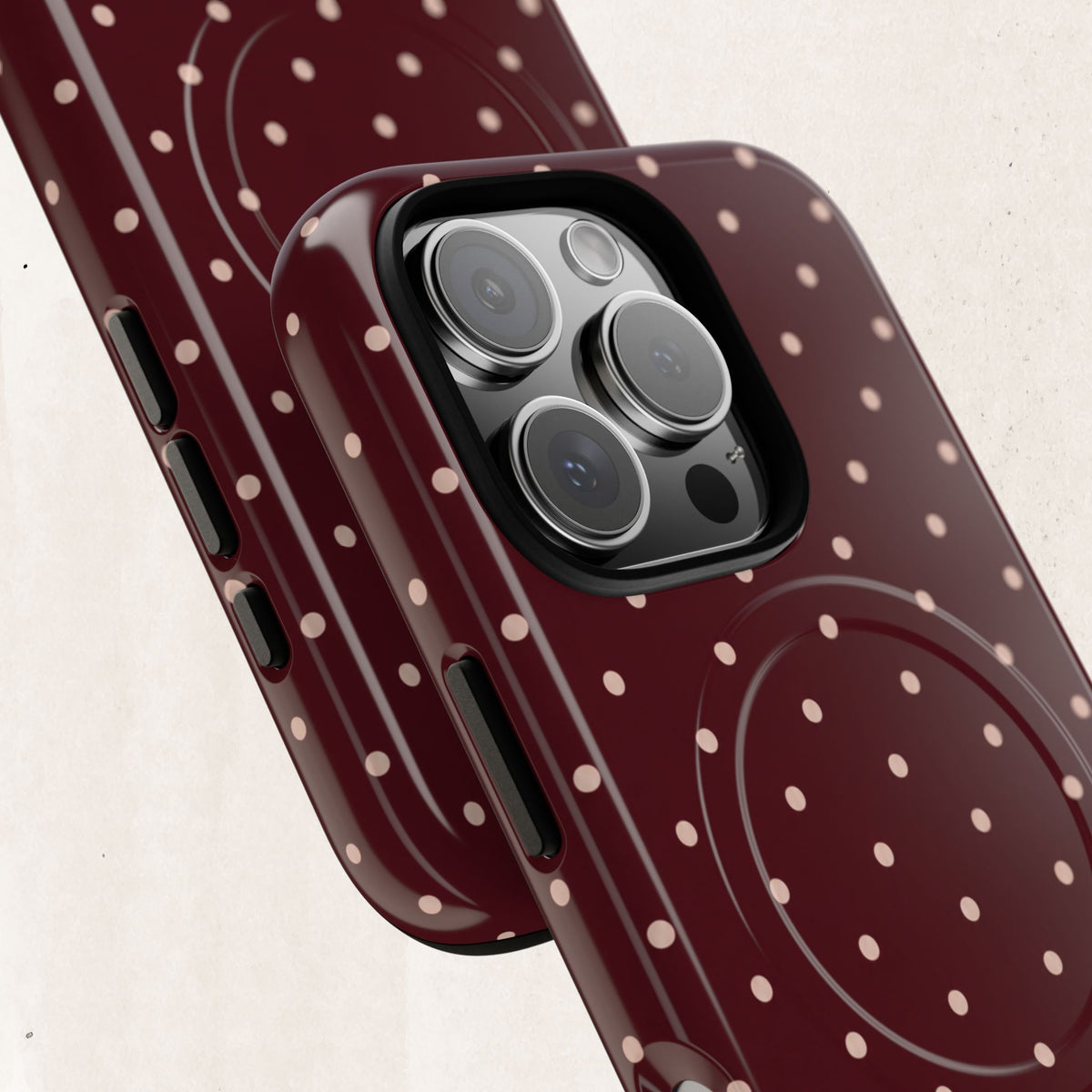 Burgundy Polka Dot Magnetic Phone Case Printify