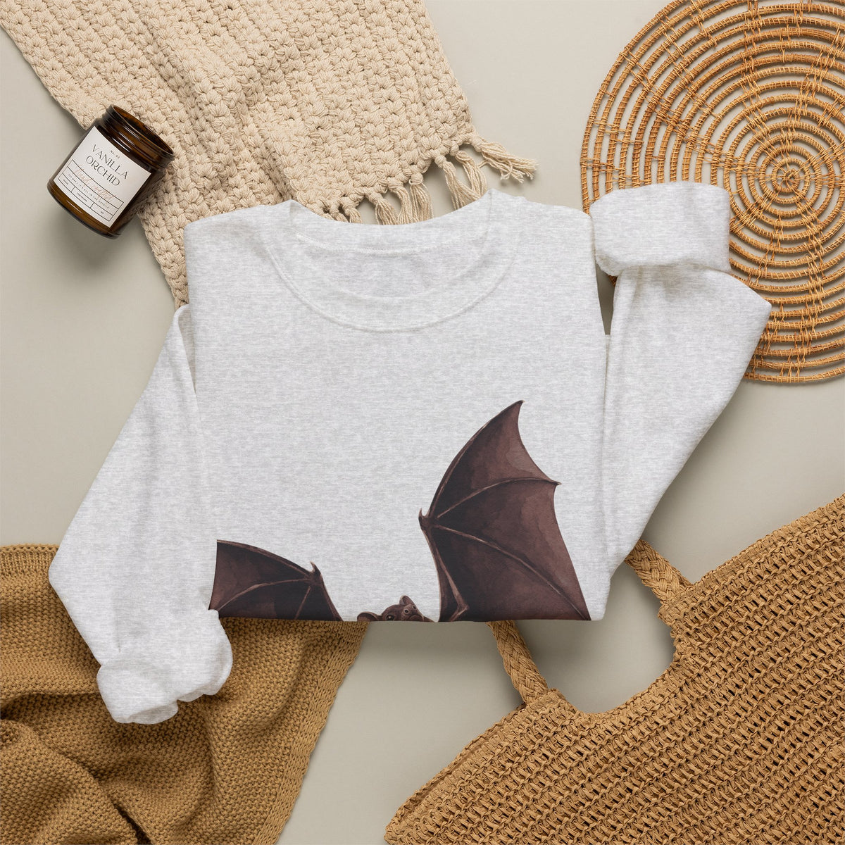 Flying Bat Graphic Crewneck Sweatshirt