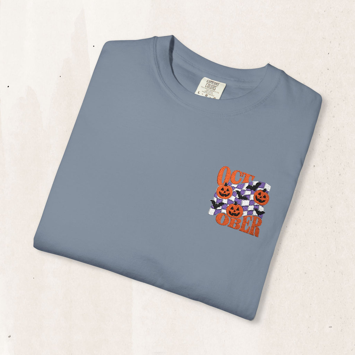 Embroidered Retro "October" Halloween Tee