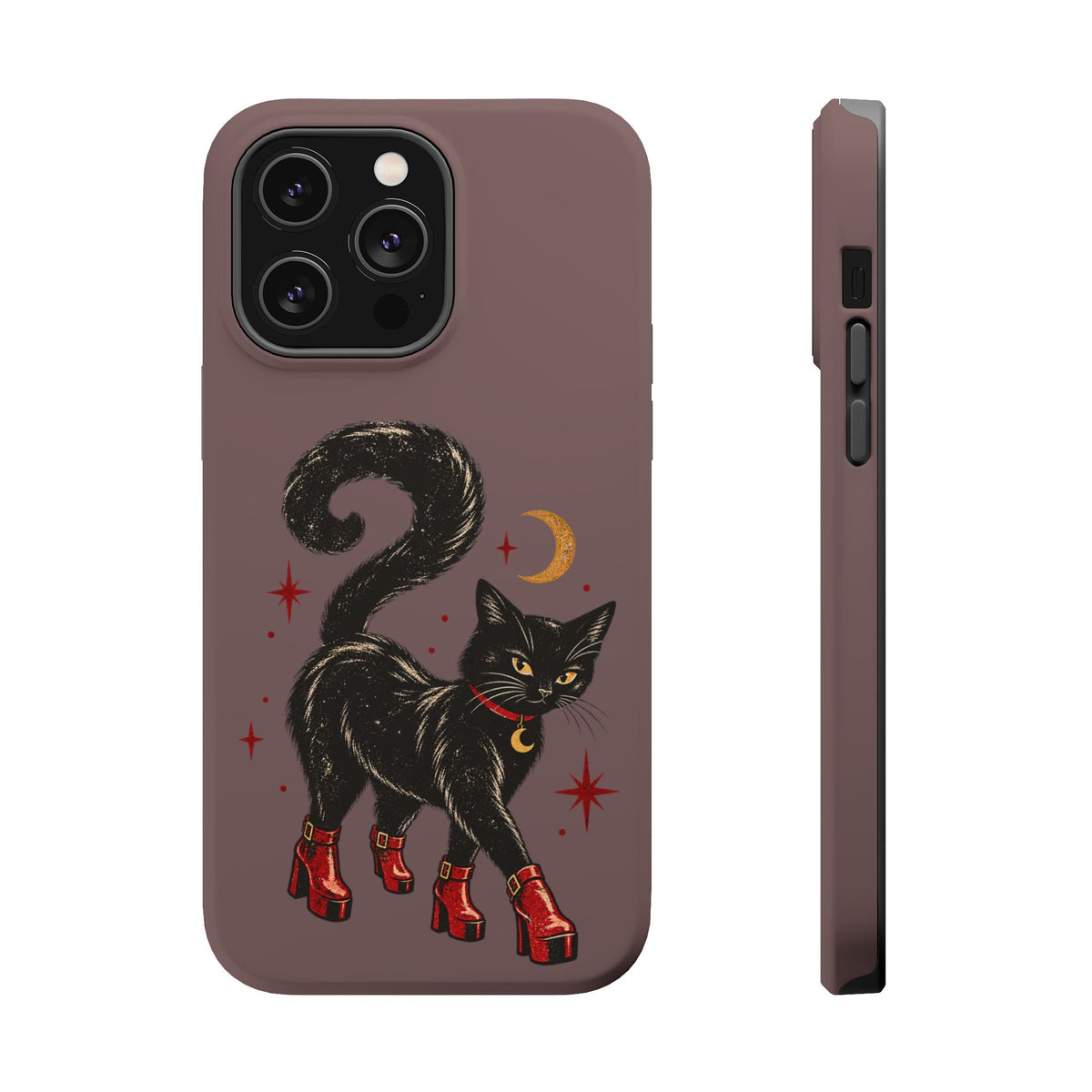Black Cat in Red Boots MagSafe Phone Case, alternate view