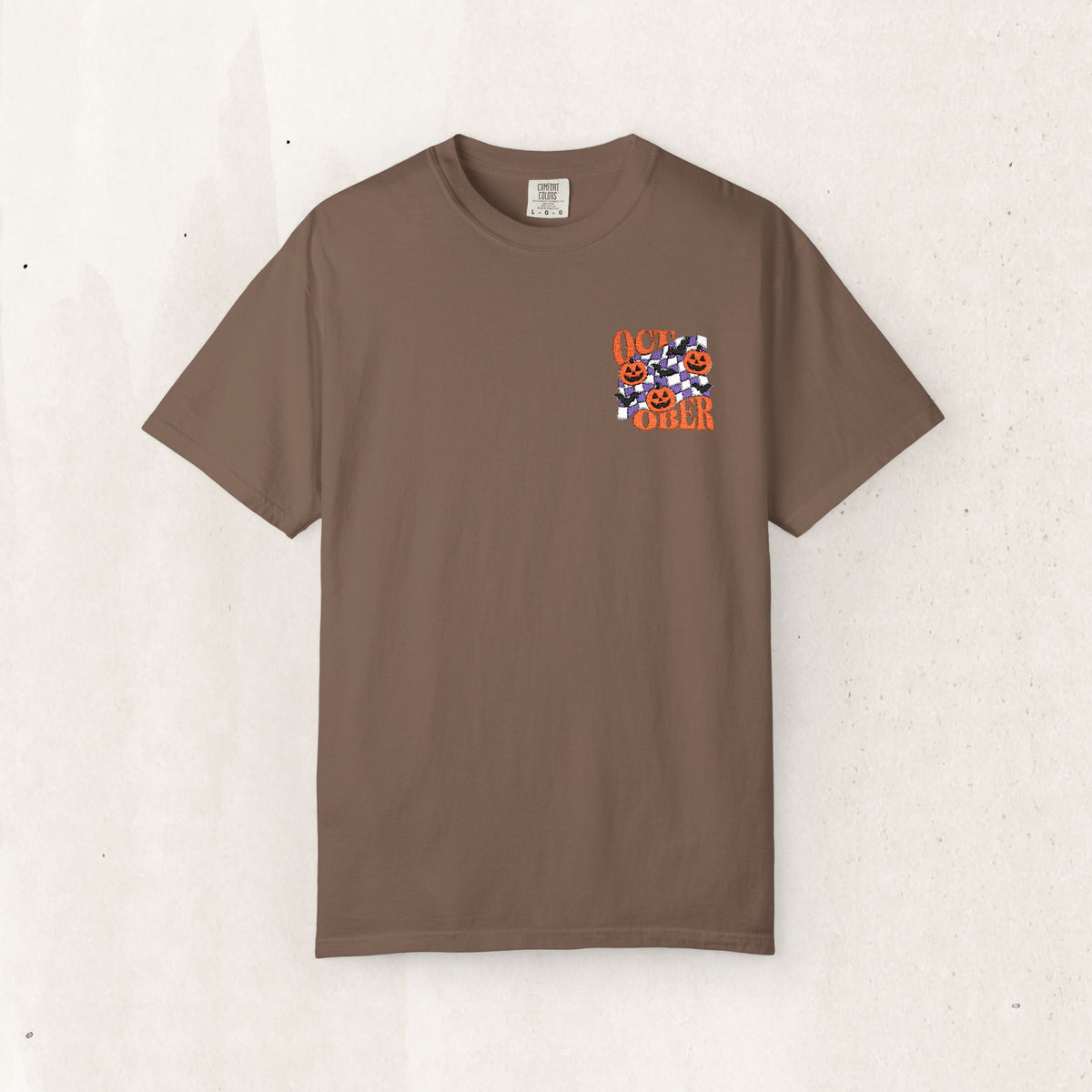 Embroidered Retro "October" Halloween Tee