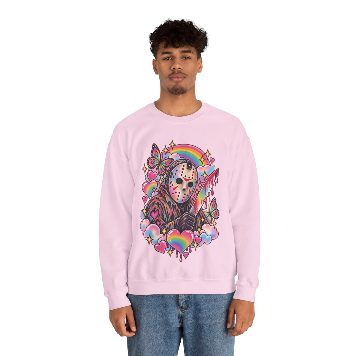 Jason Mask Rainbow Horror Crewneck Sweatshirt