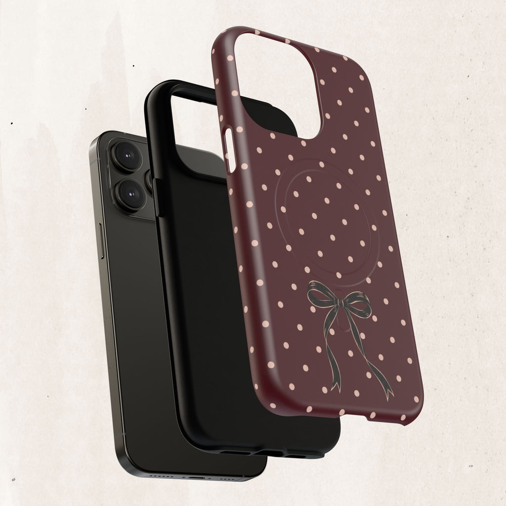 Burgundy Polka Dot Magnetic Phone Case Printify