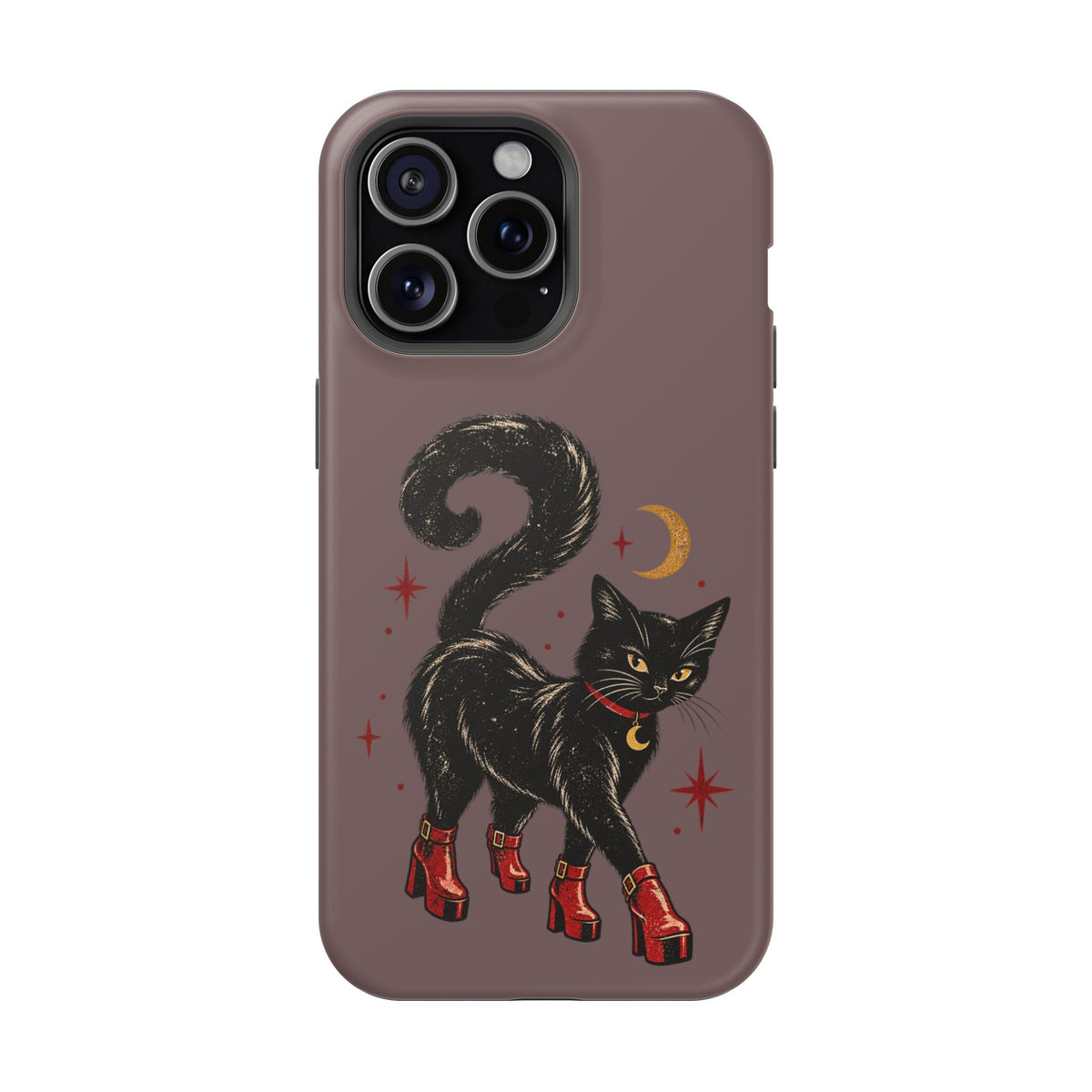 Black Cat in Red Boots MagSafe Phone Case, alternate view