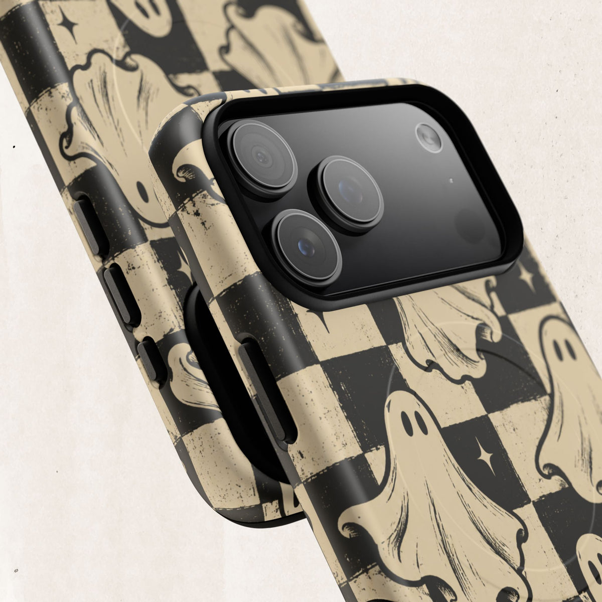 Ghost Checker Tough Magnetic Phone Case — Retro Spooky iPhone Cover Printify