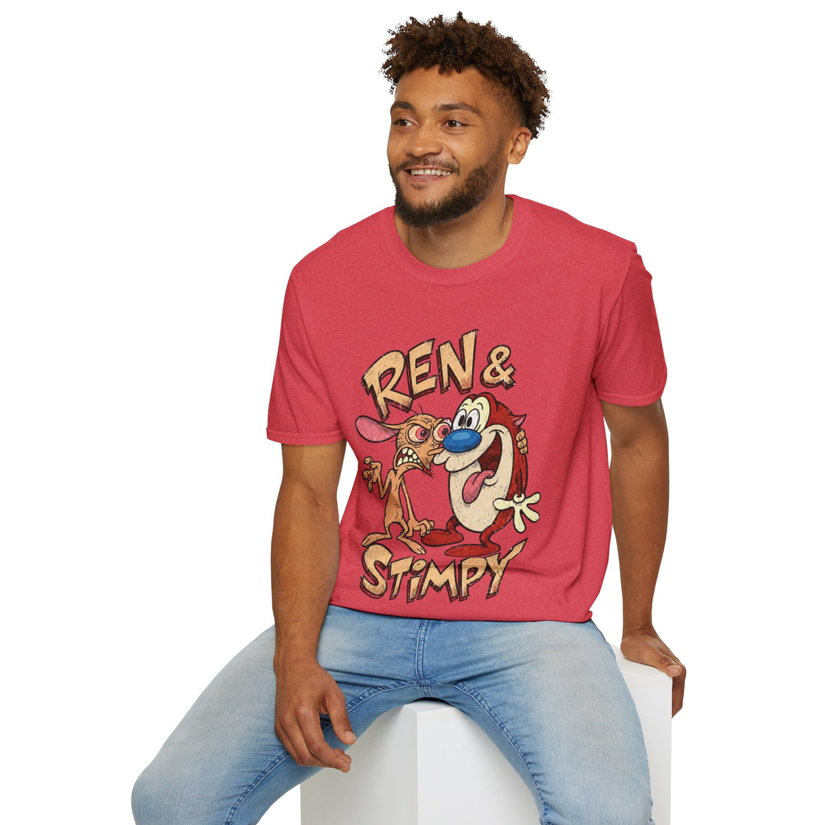 Ren & Stimpy Graphic Tee in Heather Red, alternate view