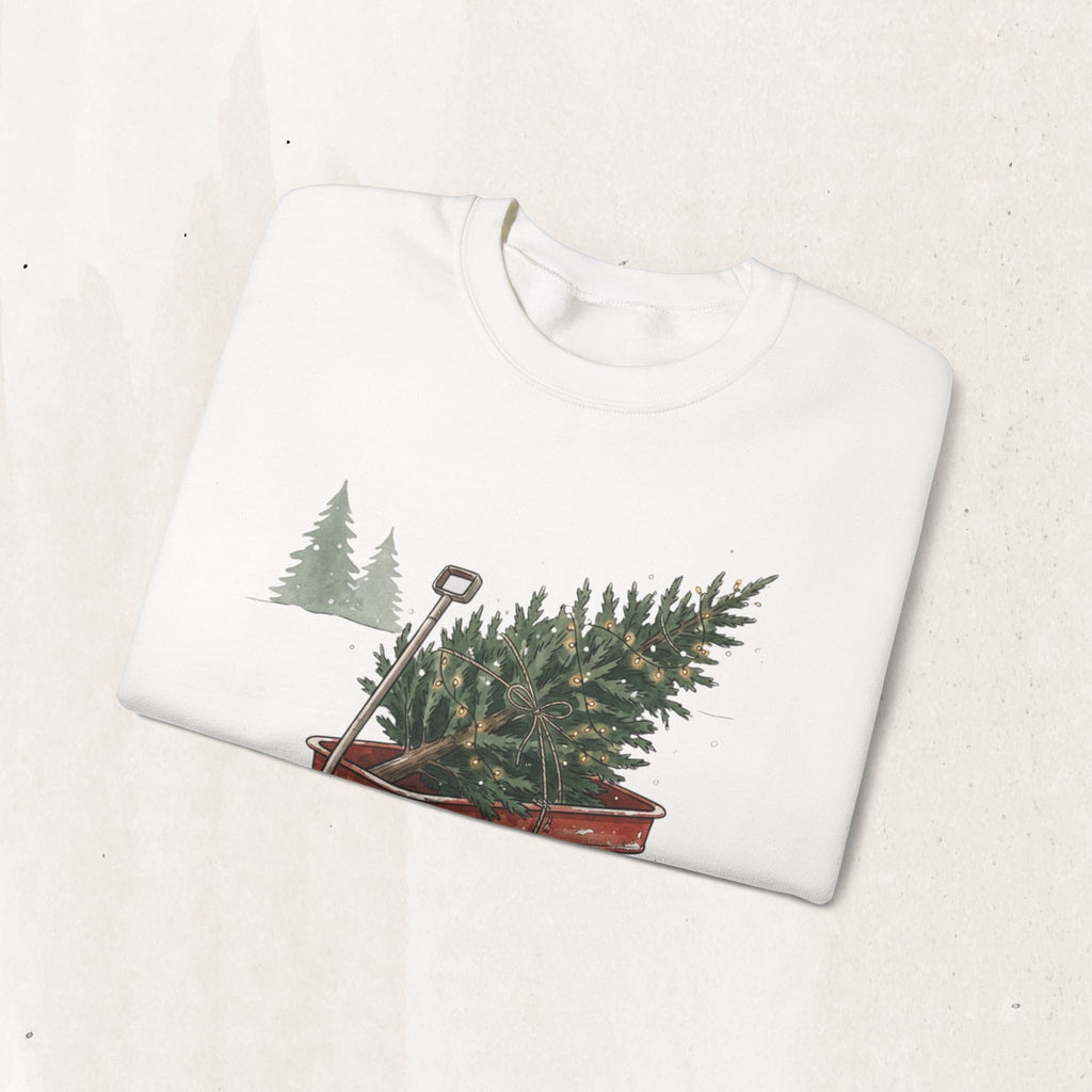 Vintage Christmas Tree Wagon Crewneck Sweatshirt Printify