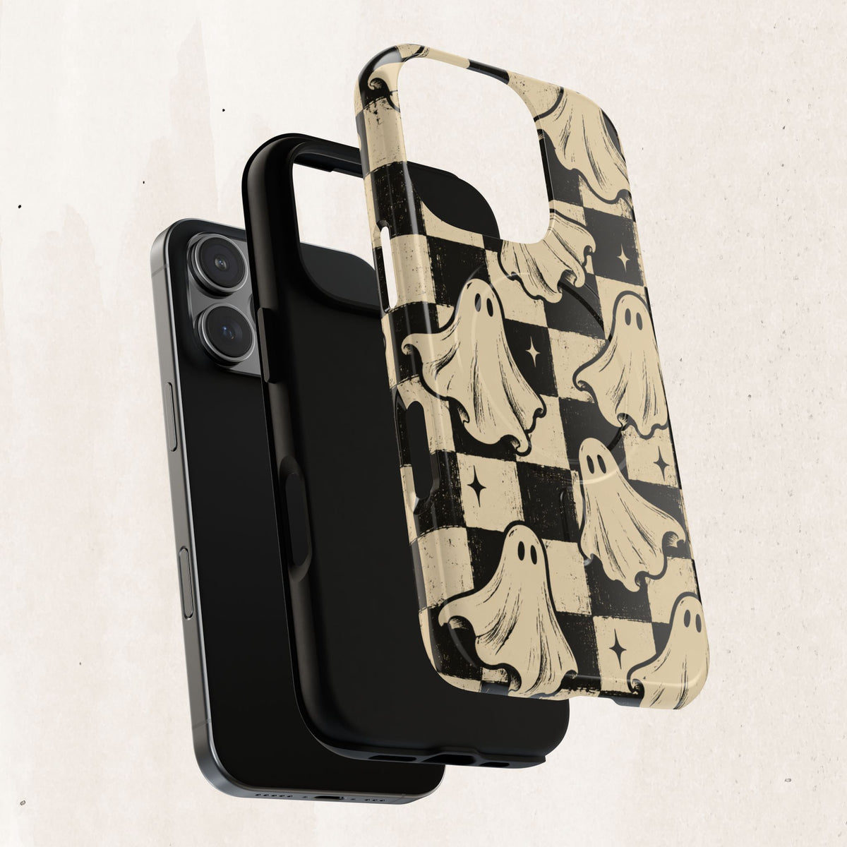 Ghost Checker Tough Magnetic Phone Case — Retro Spooky iPhone Cover Printify