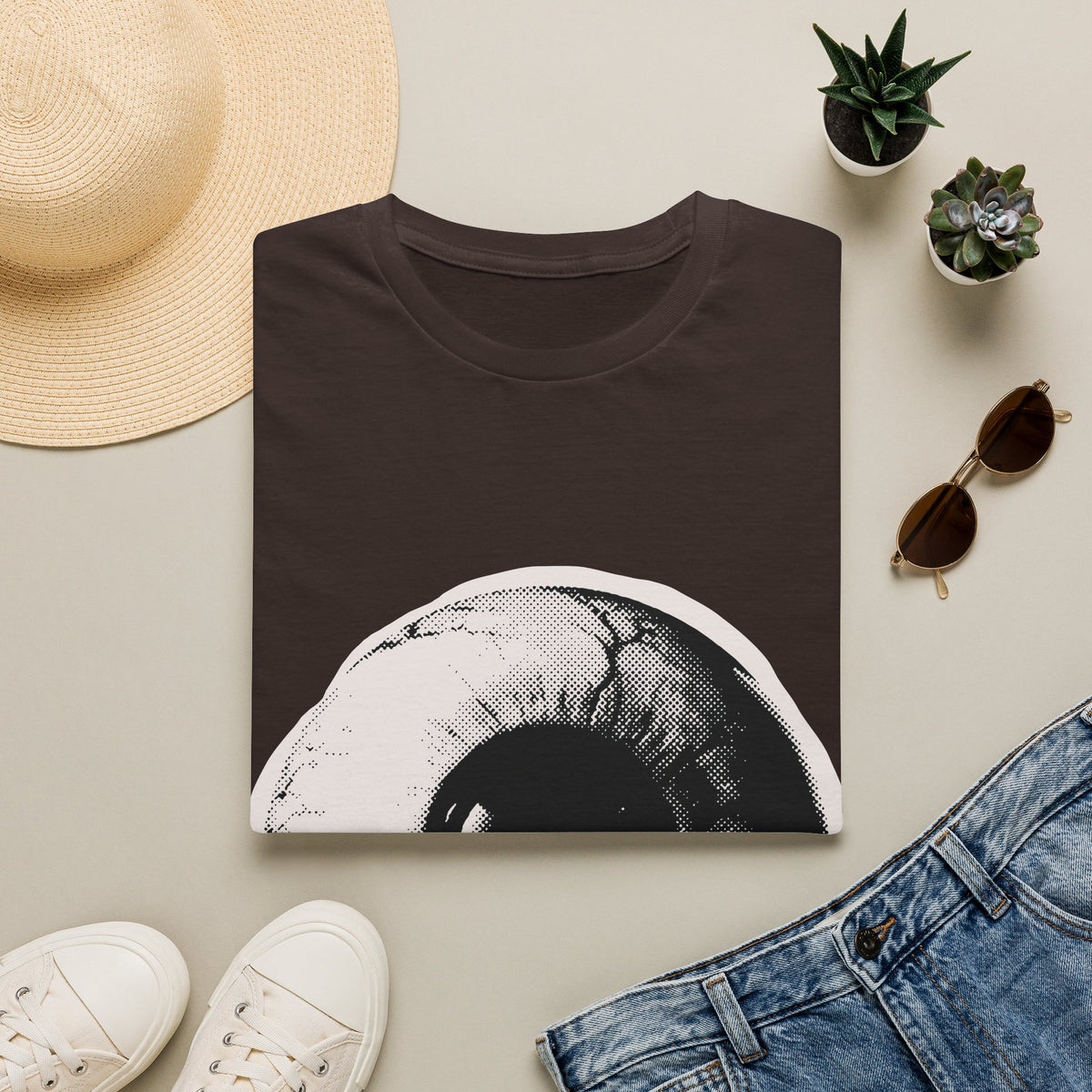Surreal Eyeball Graphic Tee in Dark Chocolate, alternate view