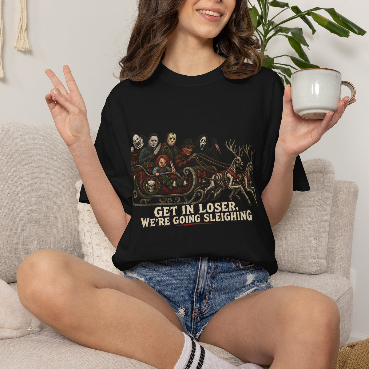 Horror Slashers "Get In Loser We're Going Sleighing" Tee