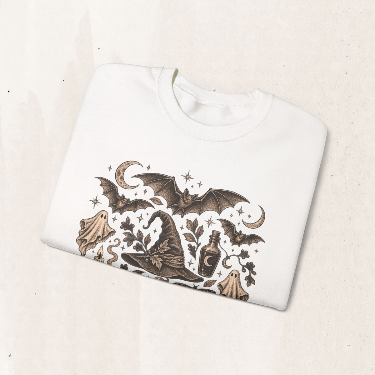 Spooky Witch, Cauldron & Pumpkin Graphic Sweatshirt