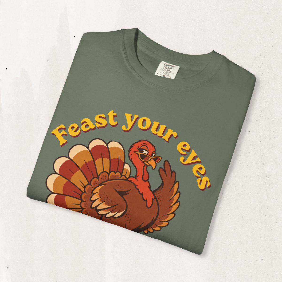 Thanksgiving 'Feast Your Eyes, Darling' Turkey Tee in Moss, alternate view