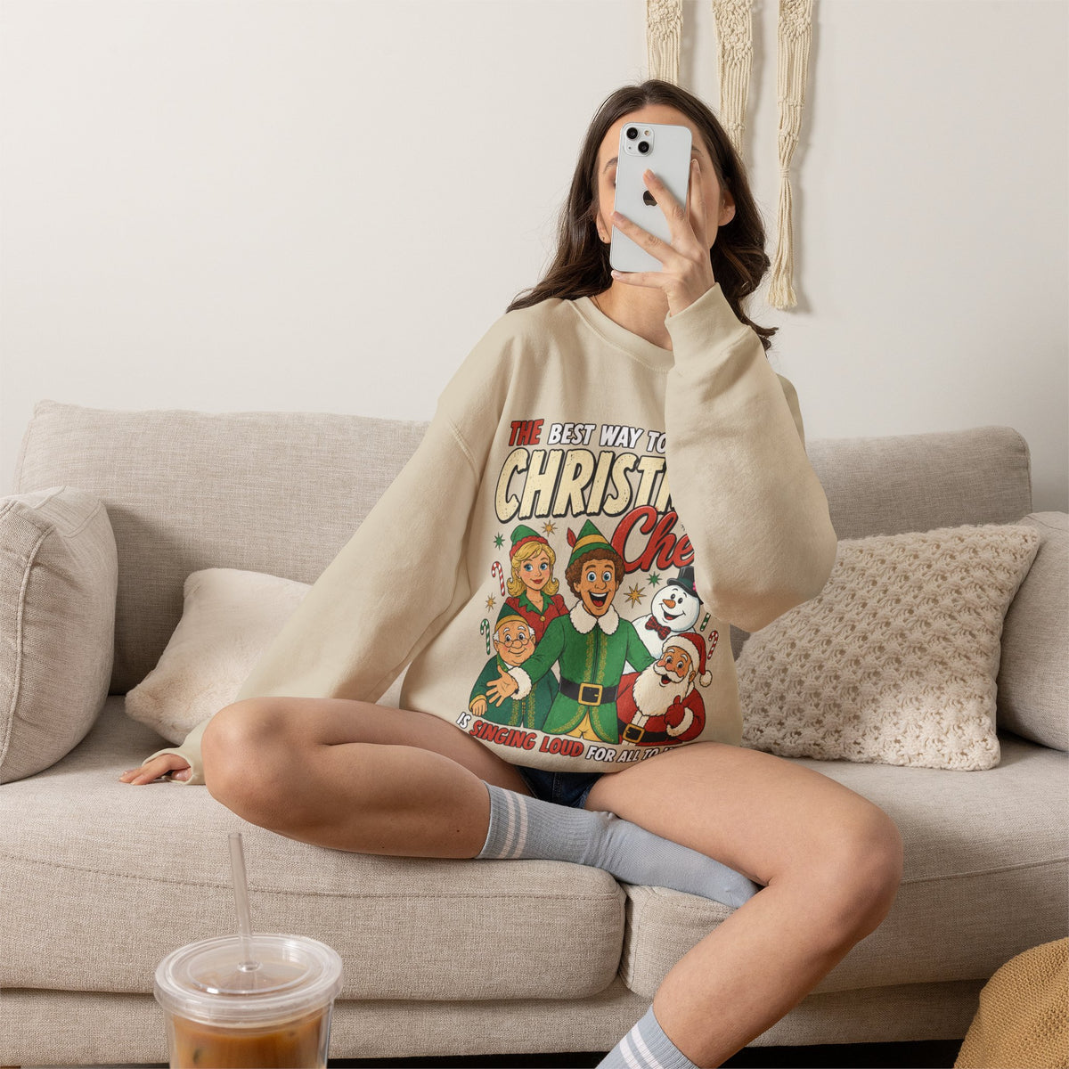 Elf Christmas Sweatshirt, Vintage Movie Quote Crewneck Gift Boxed Printify