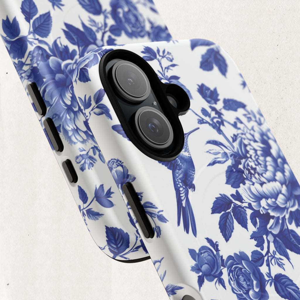 Blue Floral Bird Tough Magnetic Phone Case