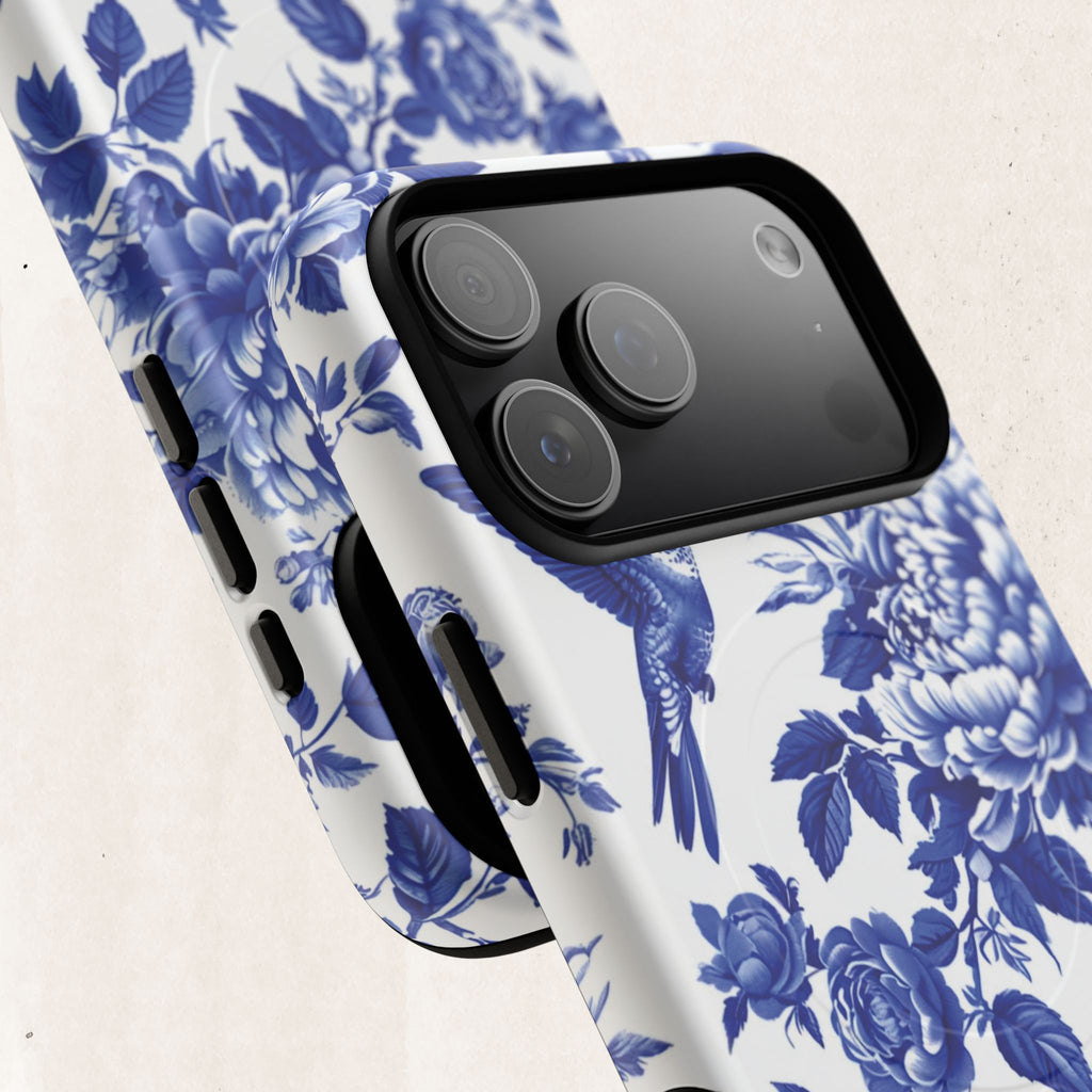 Blue Floral Bird Tough Magnetic Phone Case