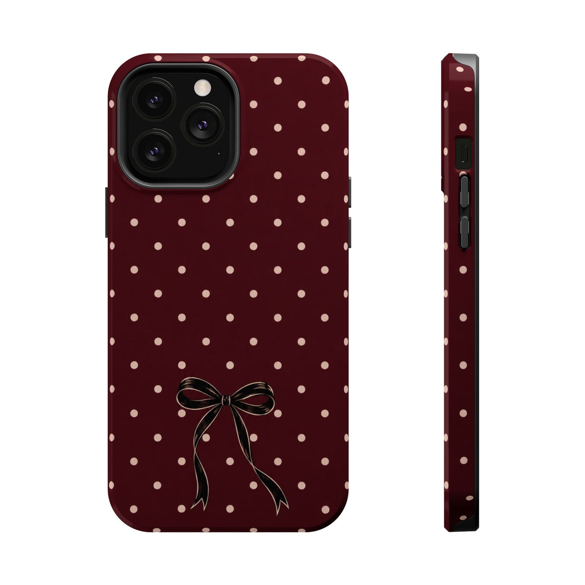 Burgundy Polka Dot Magnetic Phone Case, alternate view
