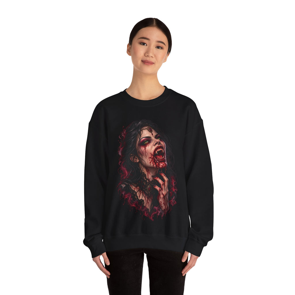 Bloody Horror Vampire Crewneck Sweatshirt Printify