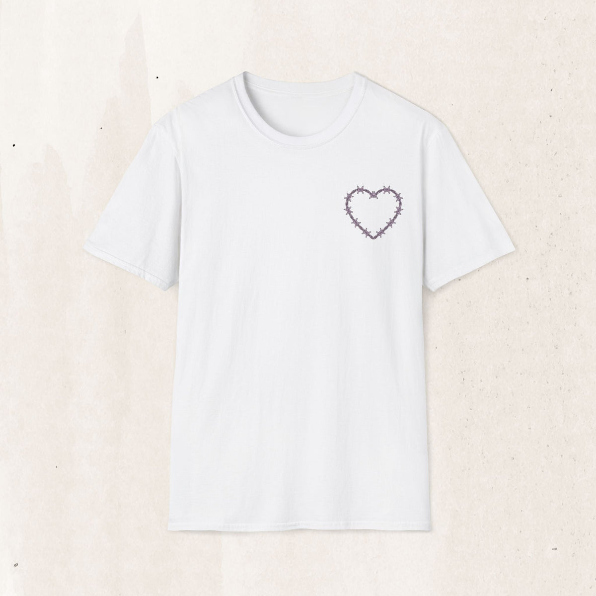 Barbed Wire Heart Graphic Tee – Grunge Heart Shirt – White
