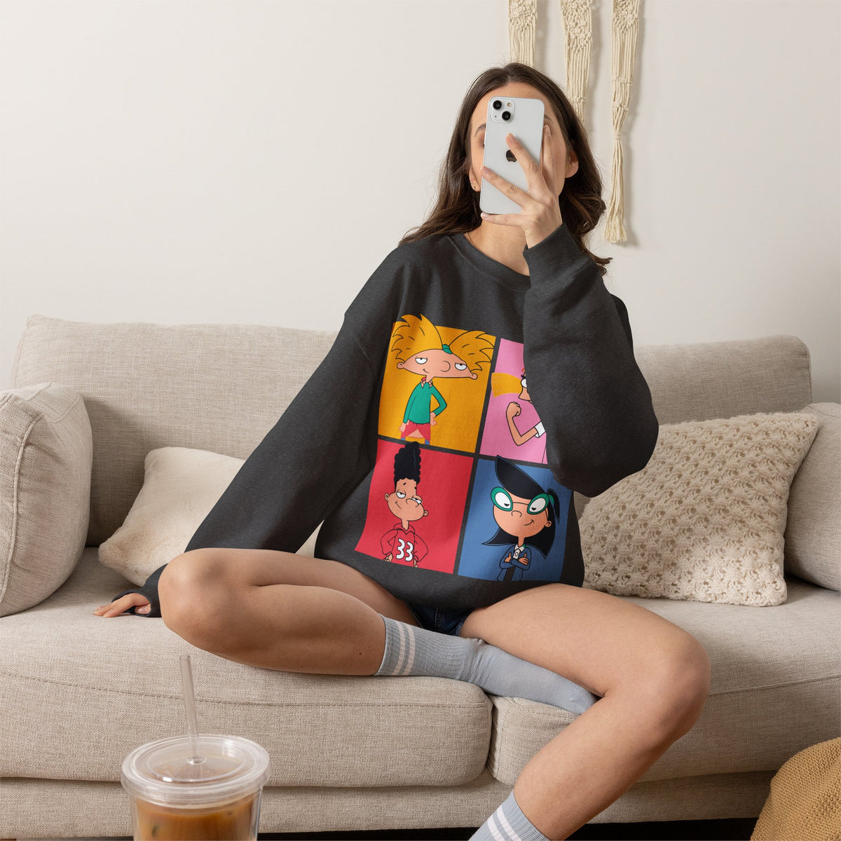 Retro Cartoon Character Collage Sweatshirt, Nostalgic Cartoon Crewneck