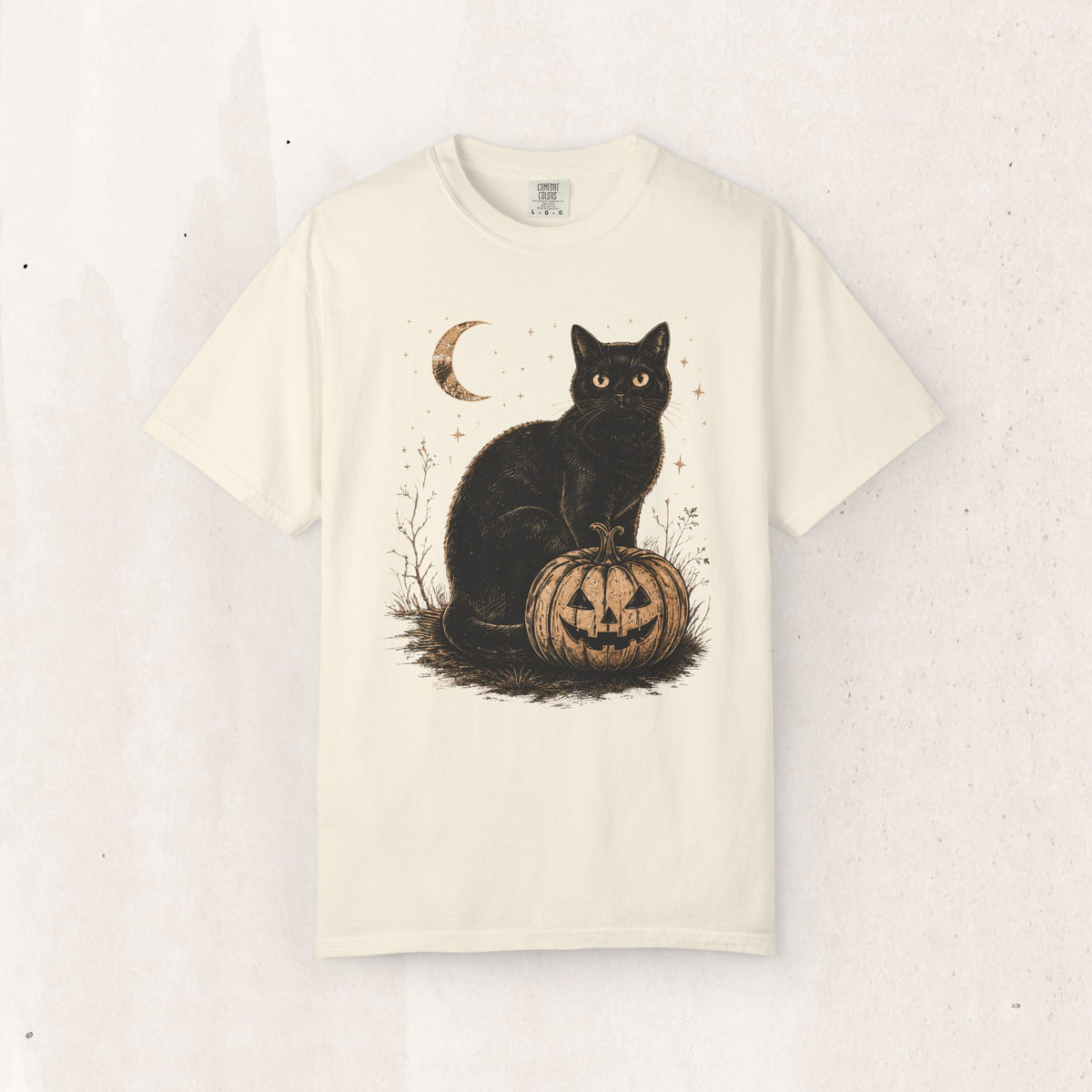 Halloween Black Cat & Pumpkin Tee