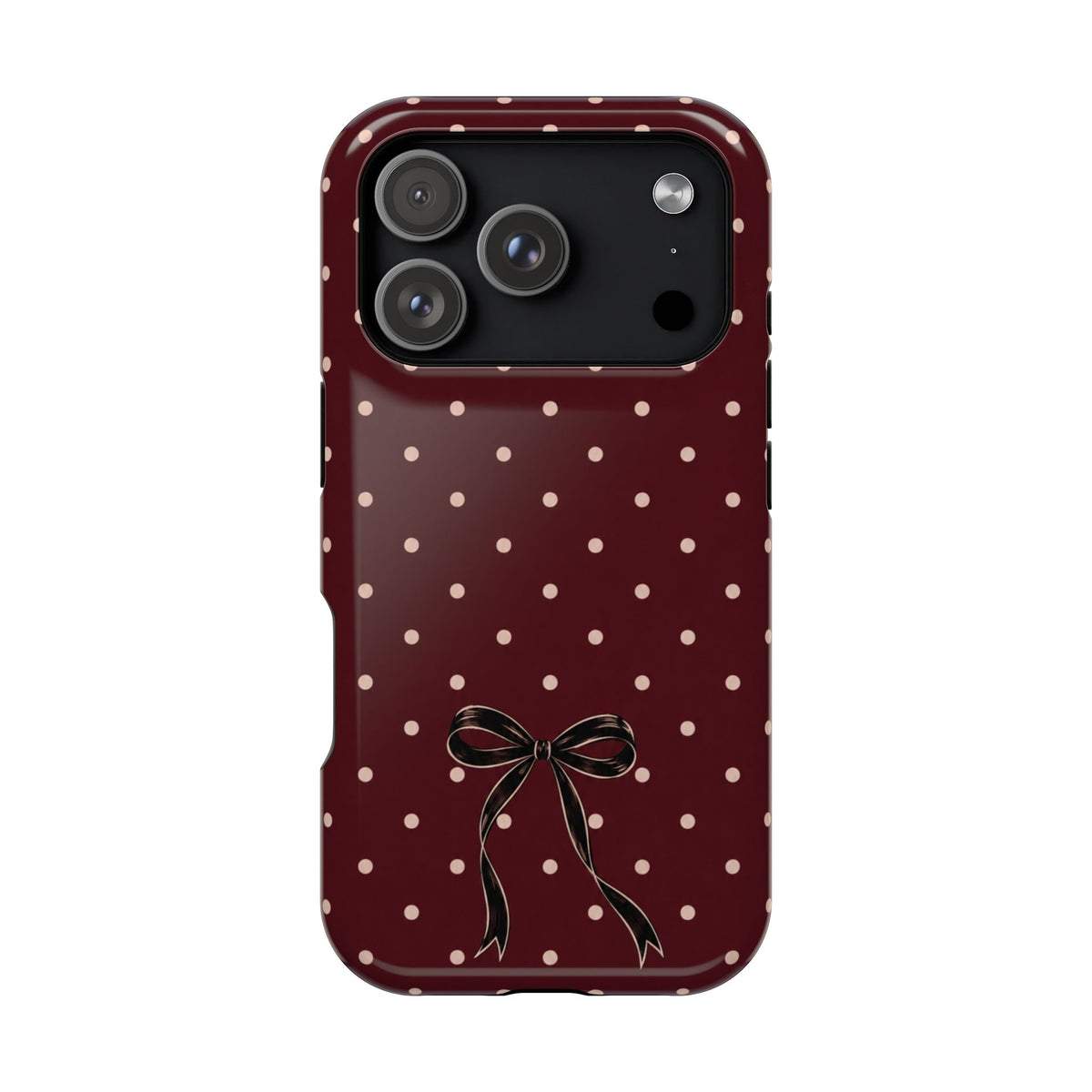 Burgundy Polka Dot Magnetic Phone Case, alternate view