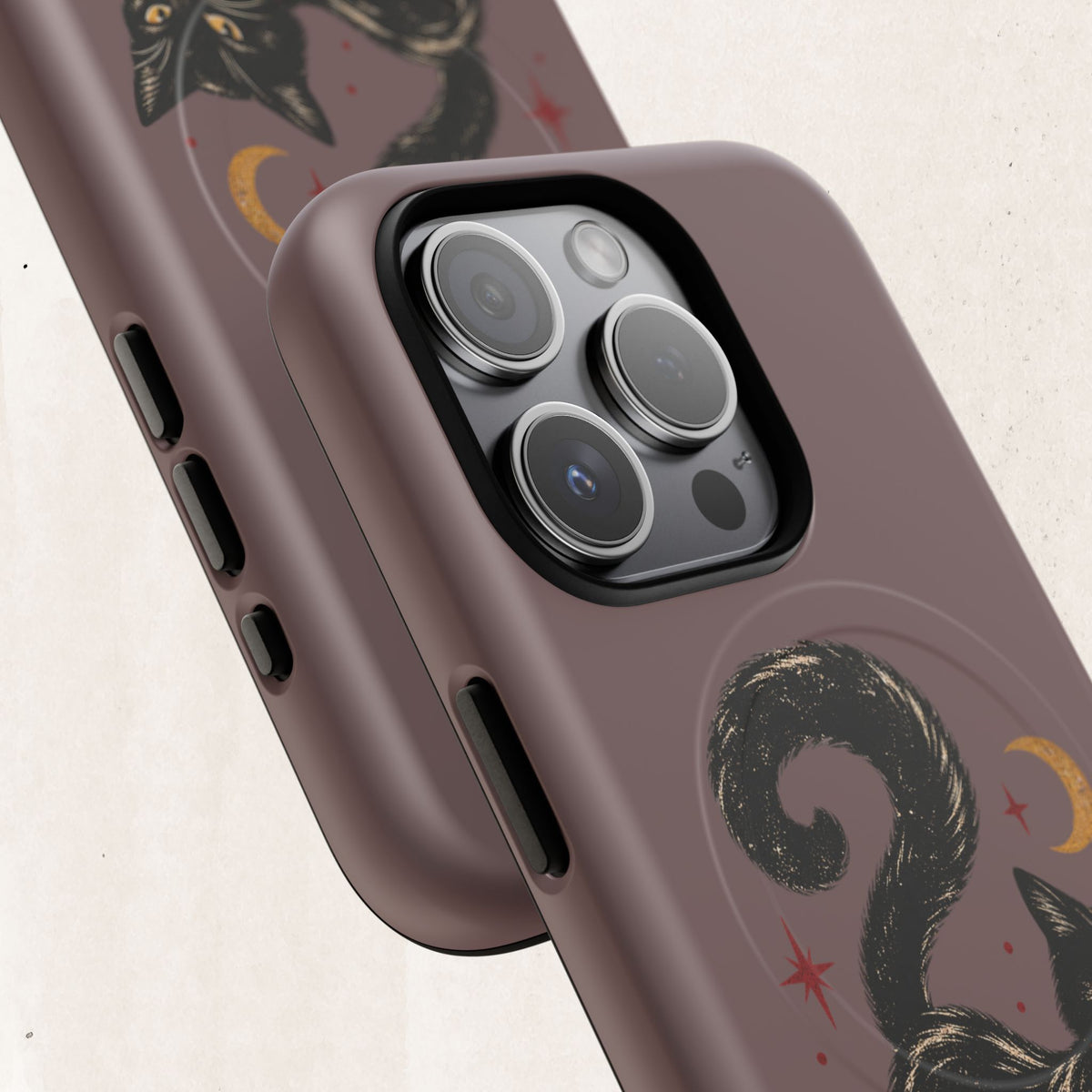 Magnetic Phone Case — Black Cat in Red Boots Design