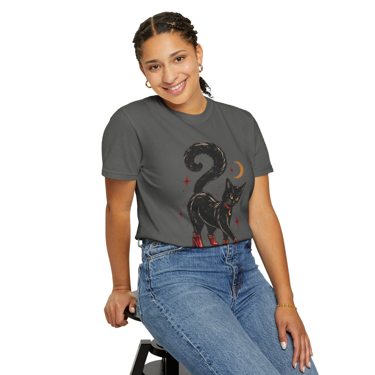 Witchy Cat in Red Boots - Graphic Tee