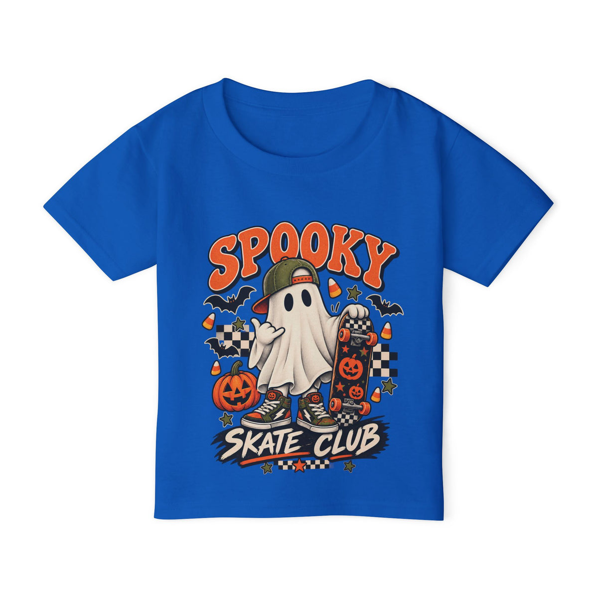 Spooky Skate Club Toddler T-Shirt - Halloween Ghost Skateboard Tee for Kids