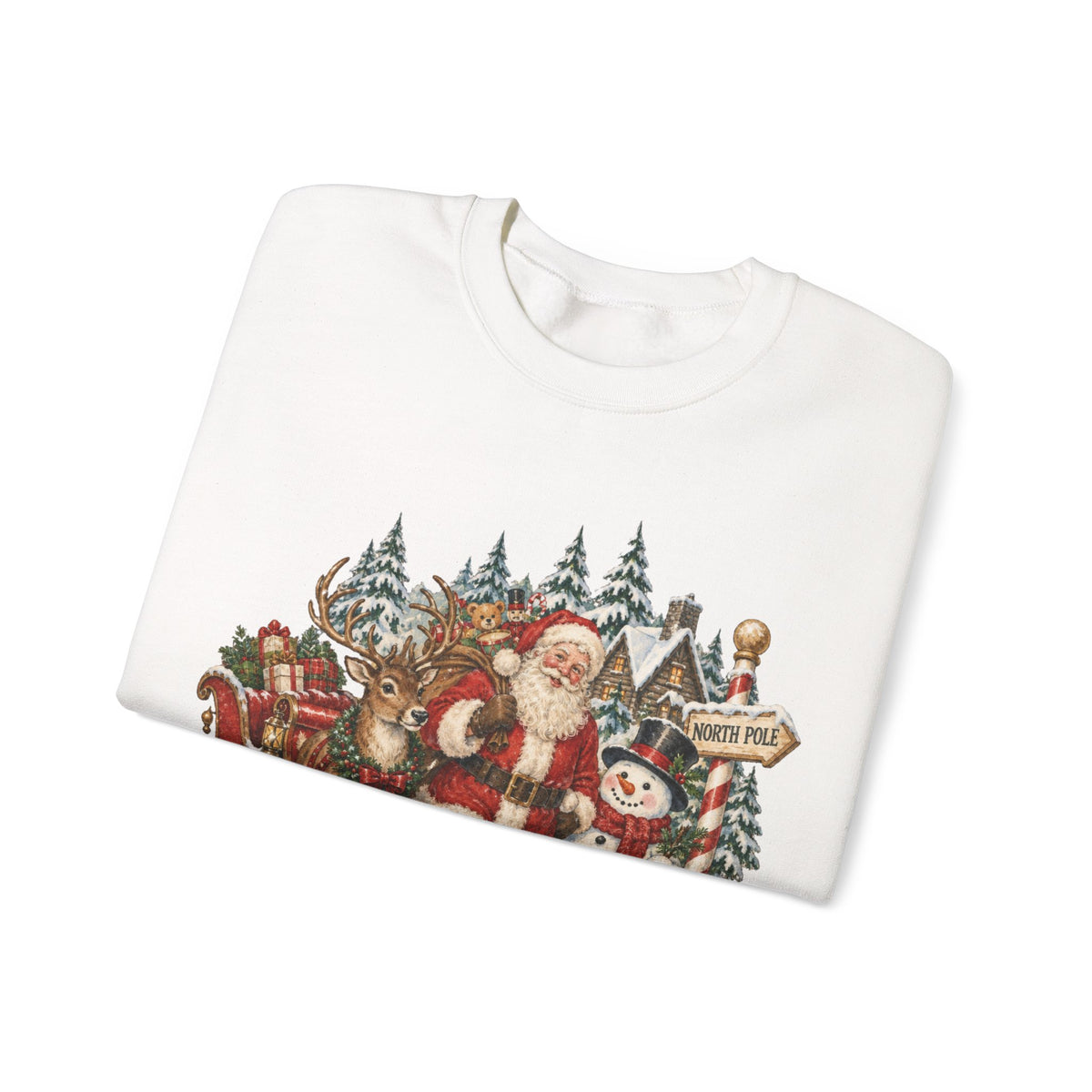 Vintage Santa and Snowman Christmas Sweatshirt, Retro Santa Claus Crewneck