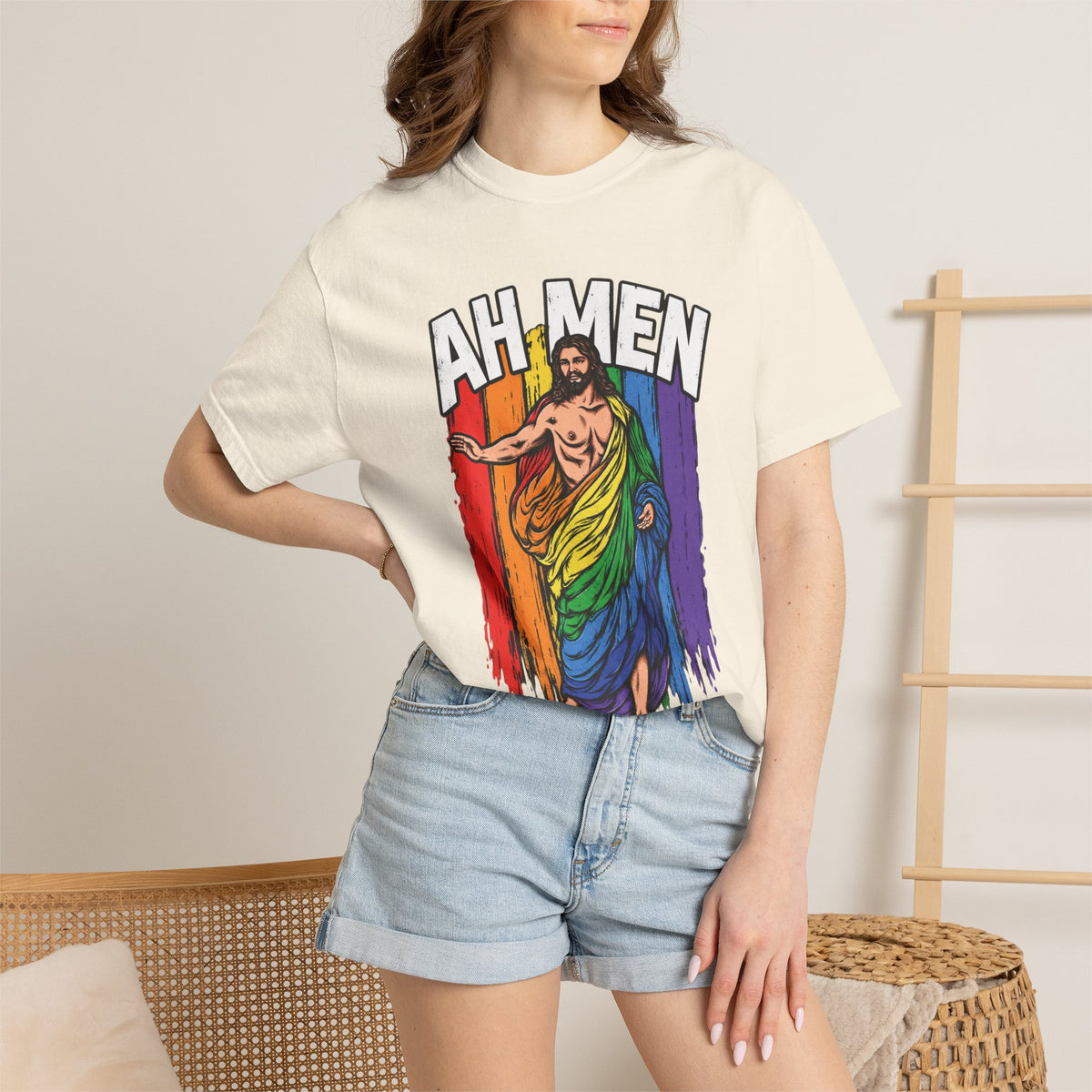 Ah Men Rainbow Jesus Tee