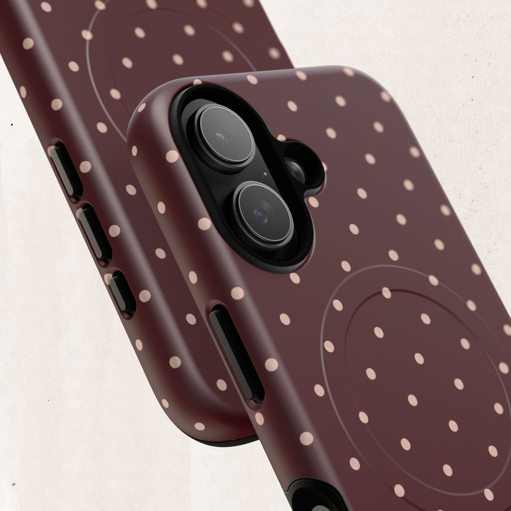 Burgundy Polka Dot Magnetic Phone Case Printify