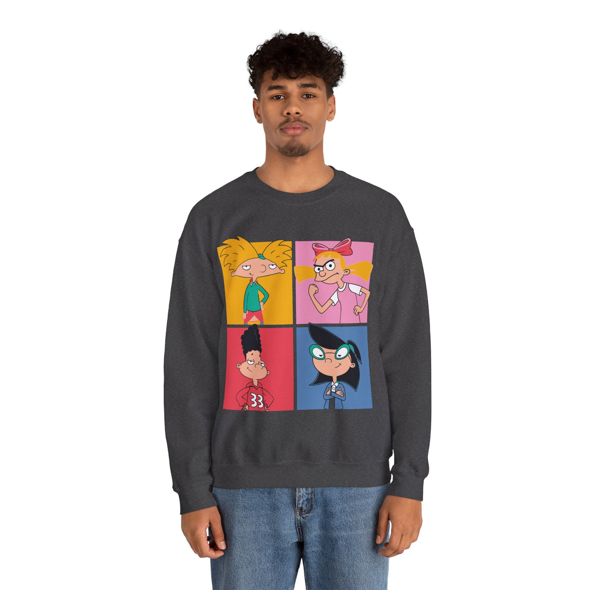 Retro Cartoon Character Collage Sweatshirt, Nostalgic Cartoon Crewneck